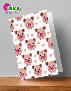 Pig Face Pattern Greetings Card