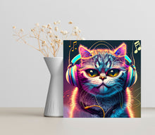 Load image into Gallery viewer, Funky Musical Cat Greeting Card
