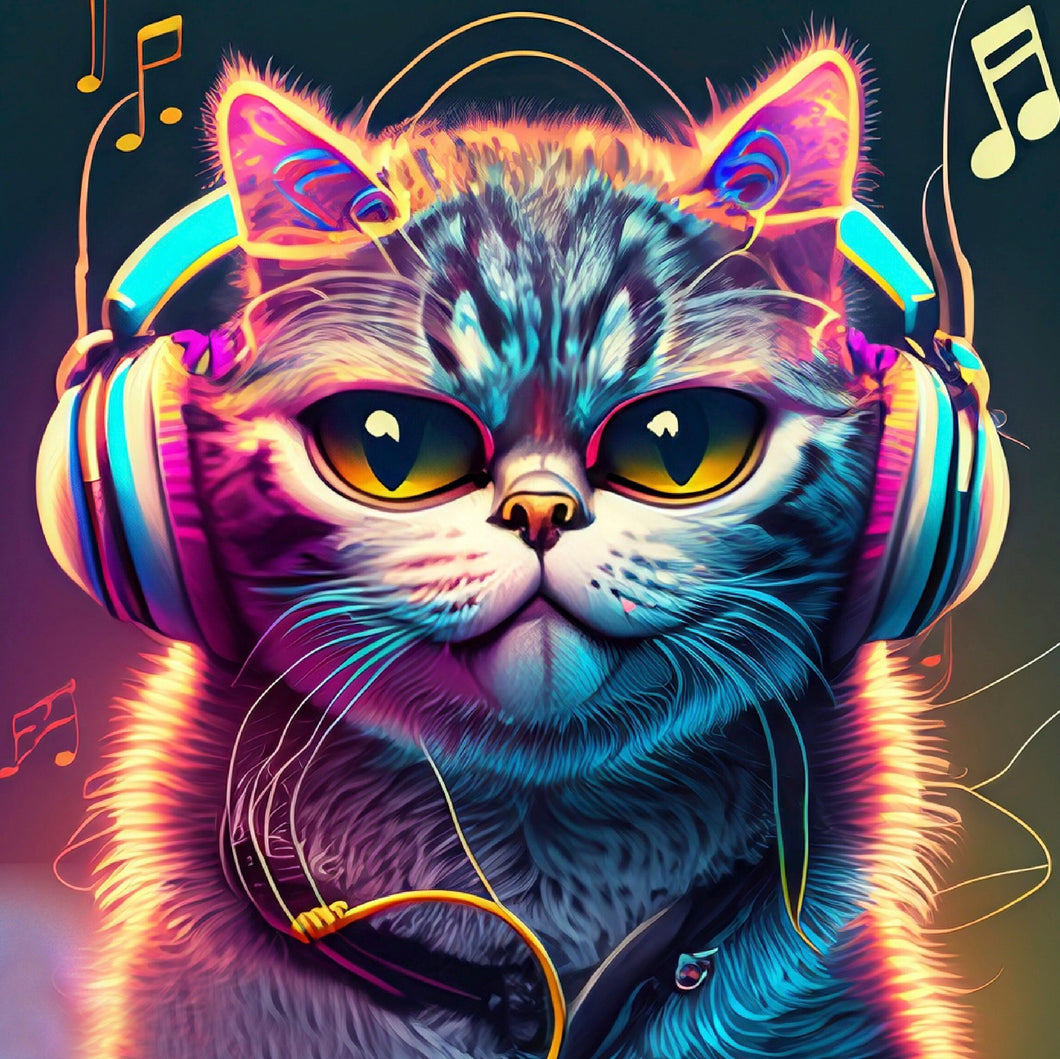 Funky Musical Cat Greeting Card