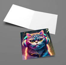 Load image into Gallery viewer, Funky Musical Cat Greeting Card
