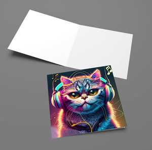 Funky Musical Cat Greeting Card
